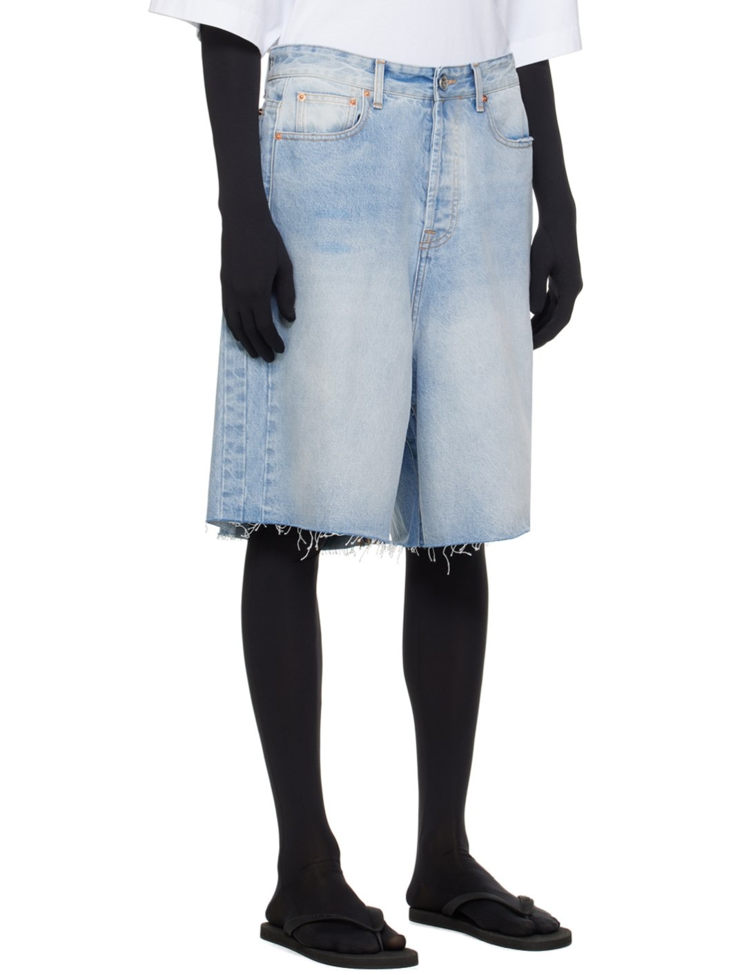 Blue Faded Denim Shorts - 2