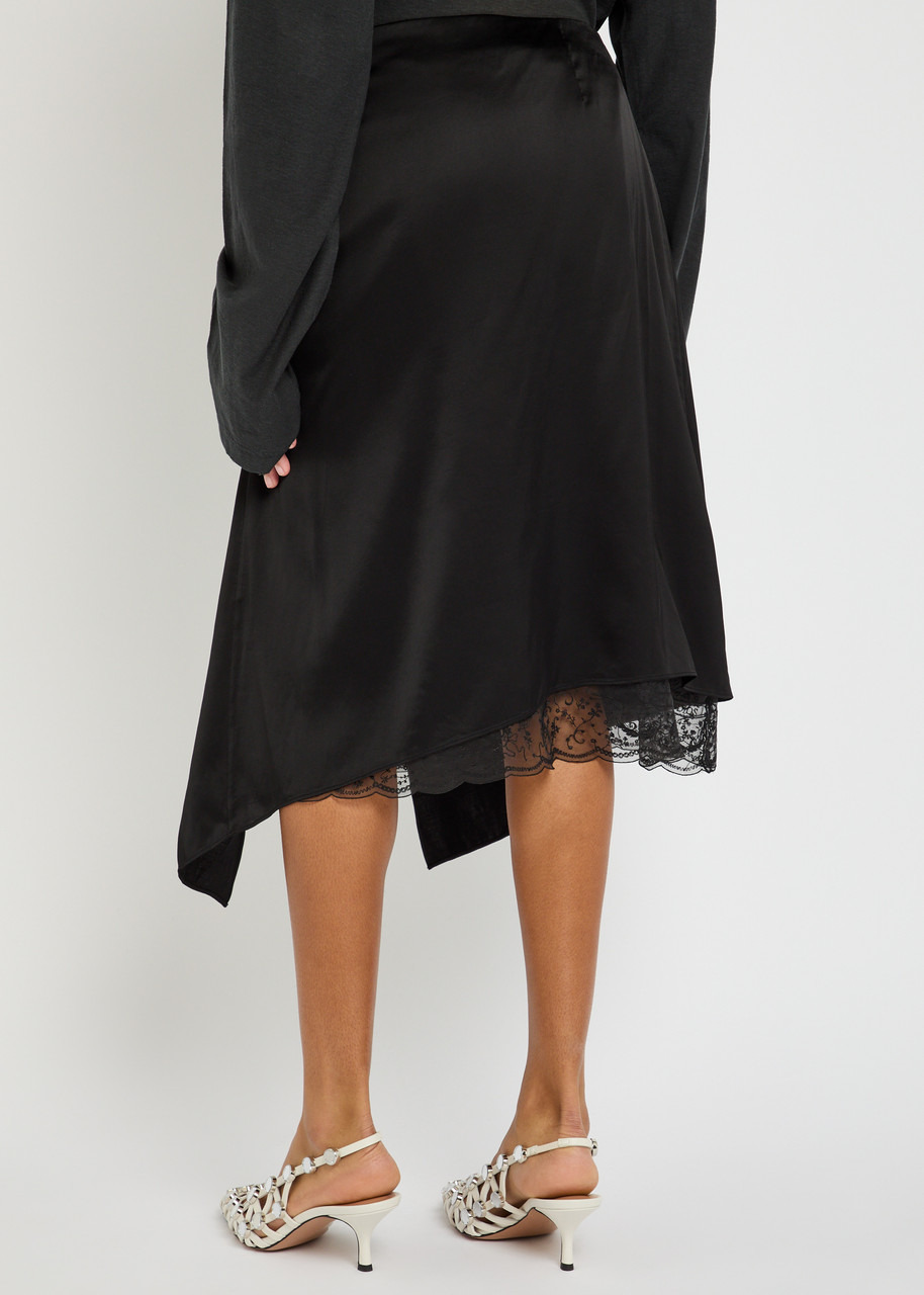 Acne Studios Inouka Asymmetric Satin Midi Skirt - 3