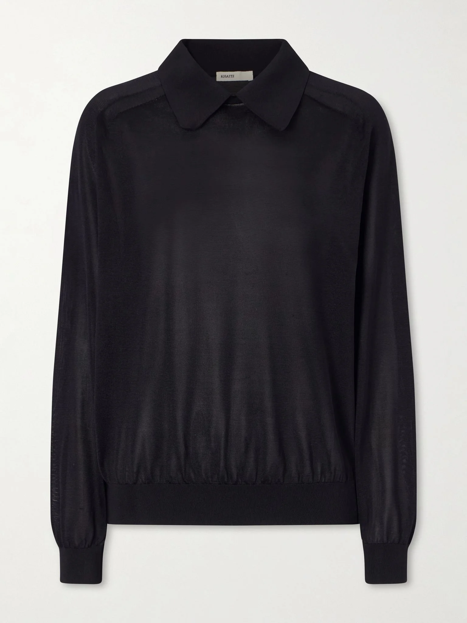 Alexa silk-knitted polo sweater Black - 1