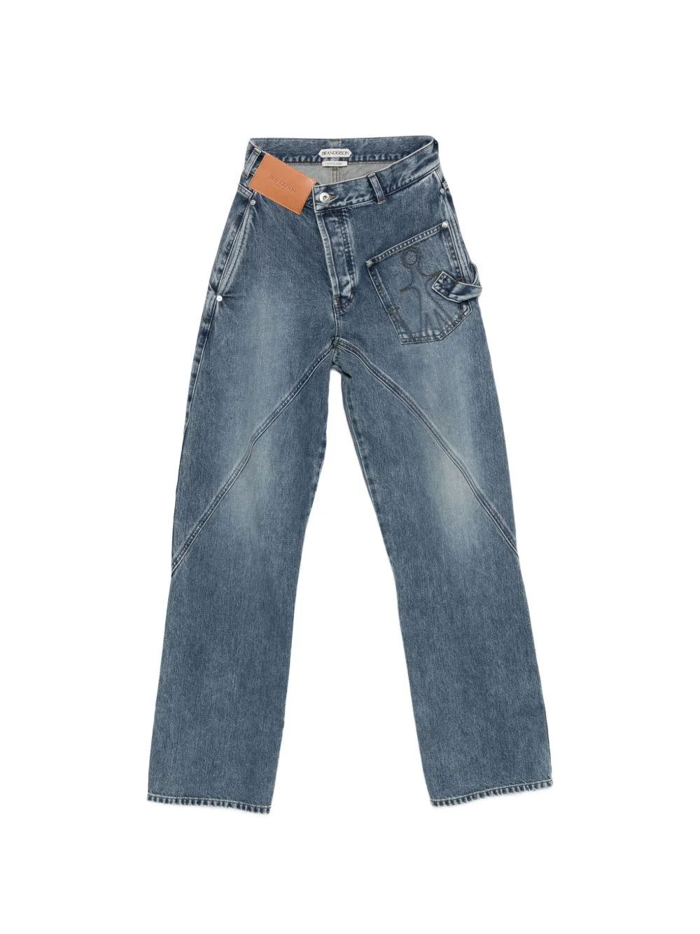 twisted-effect logo-patch jeans - 1