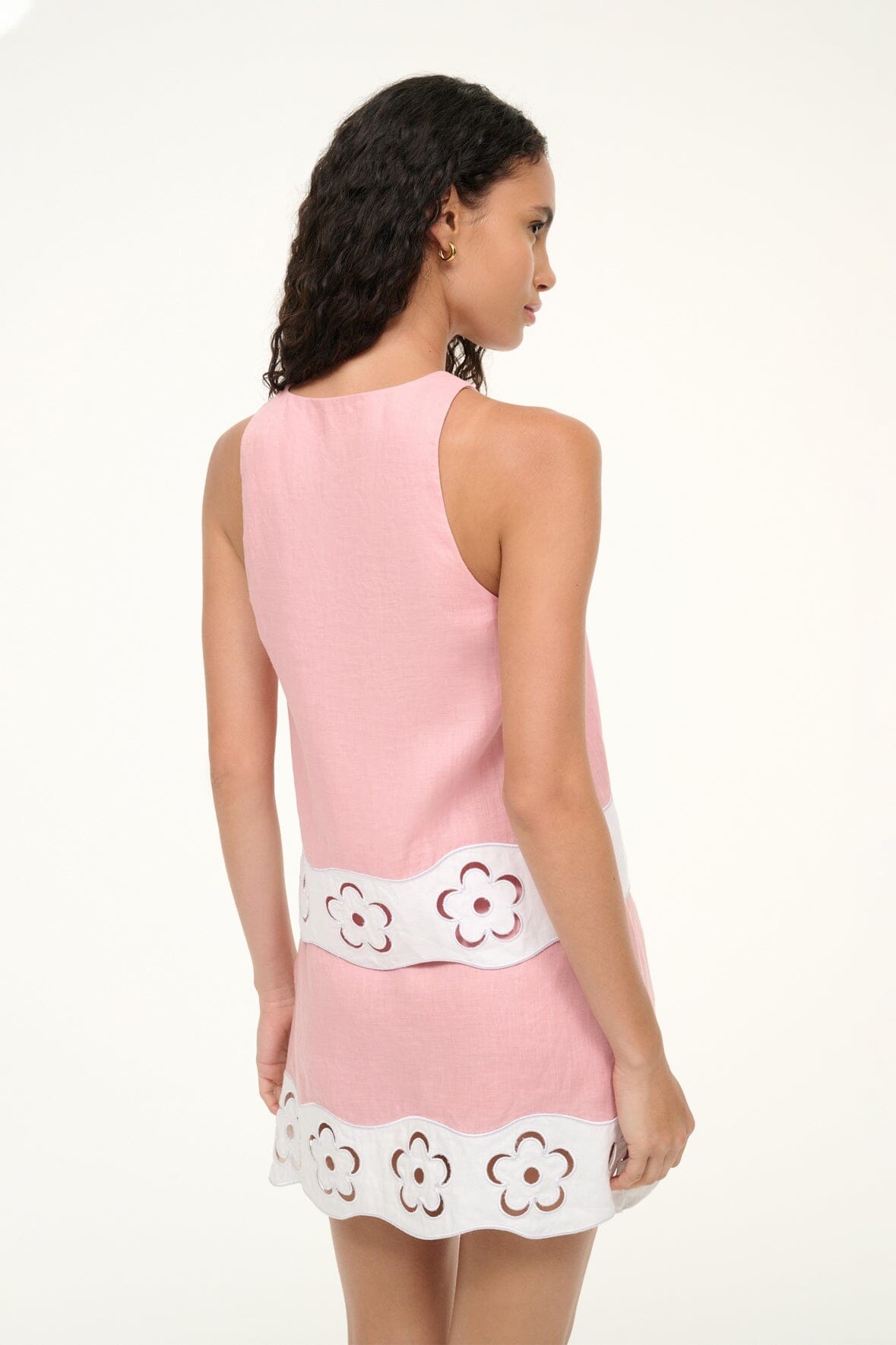 STAUD MIKA LINEN TOP FADED BLUSH WHITE - 5