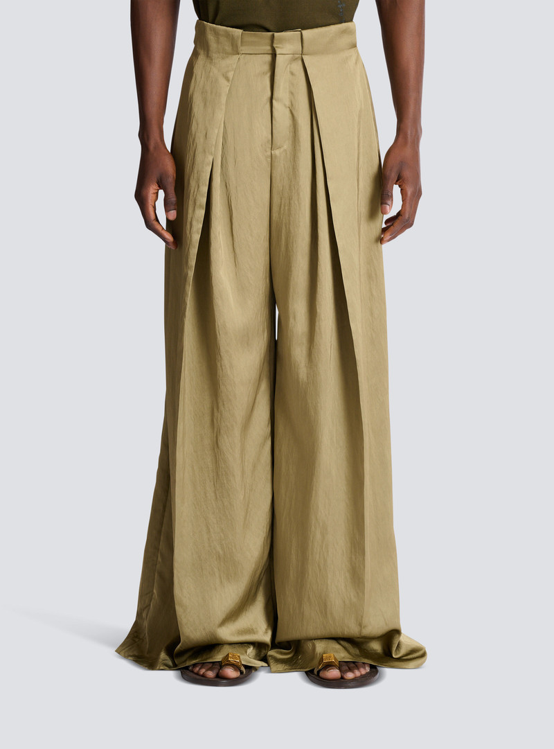 Satin-finish trousers with wide knife pleats 5