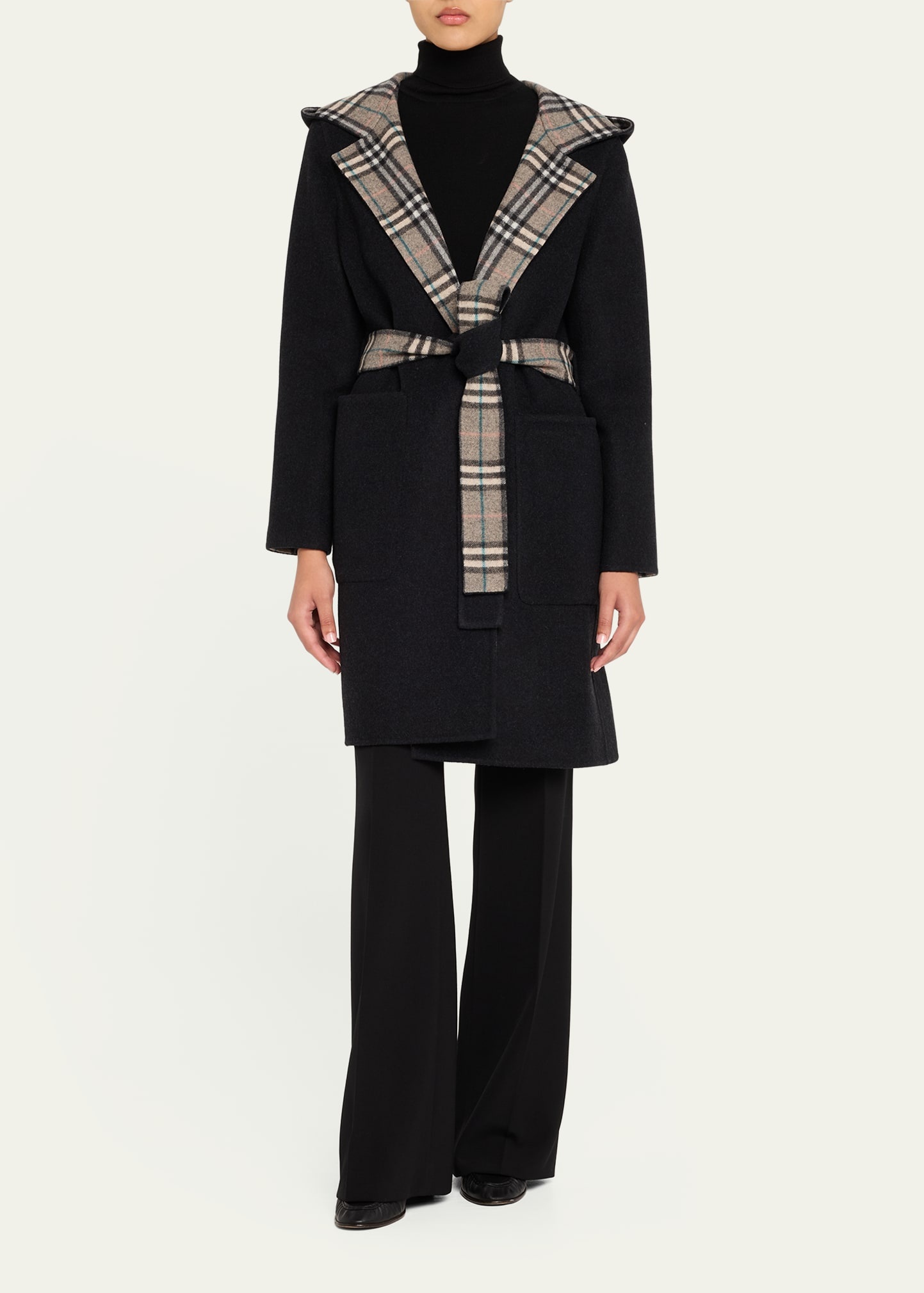 Hampshire Hooded Wool Wrap Coat - 2