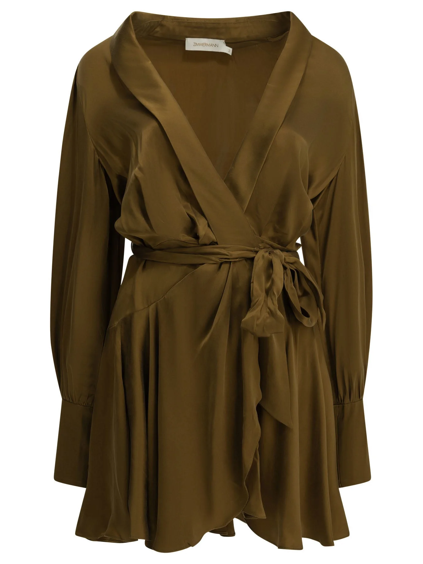 Zimmermann Short Wrap Dress Brown - 1