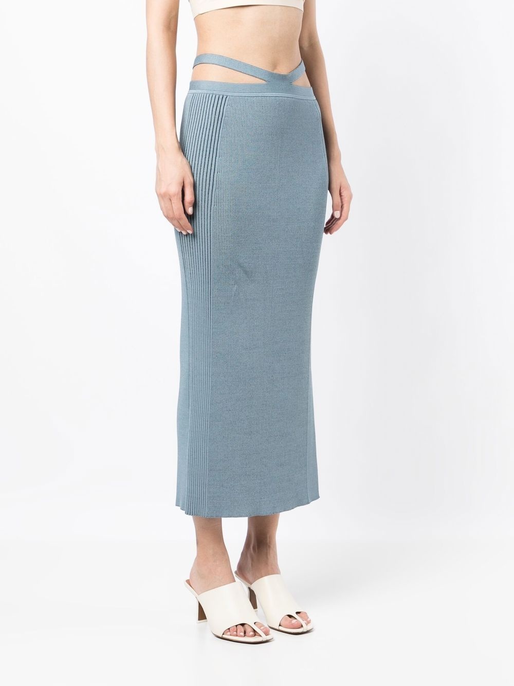 side ribbed-detail midi skirt - 3