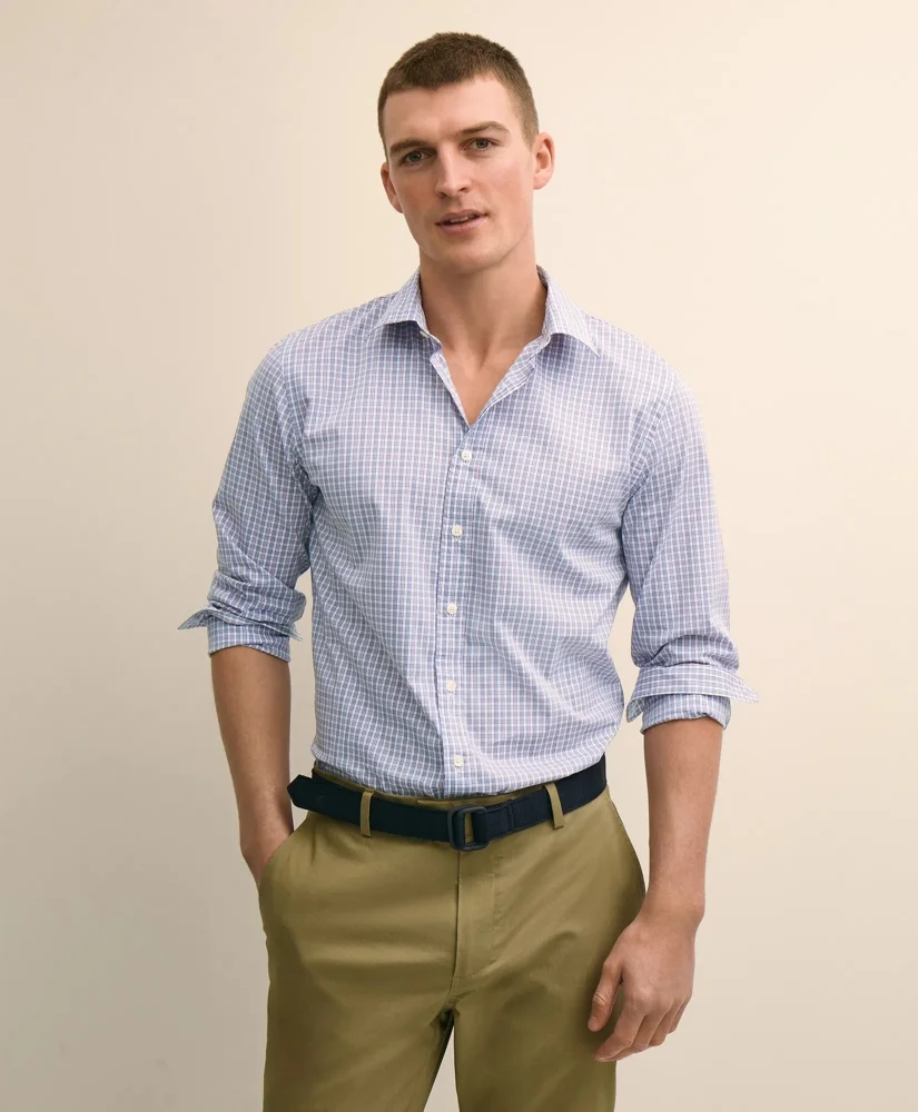 Performance Series Stretch Spread Collar, Check Sport Shirt - 1