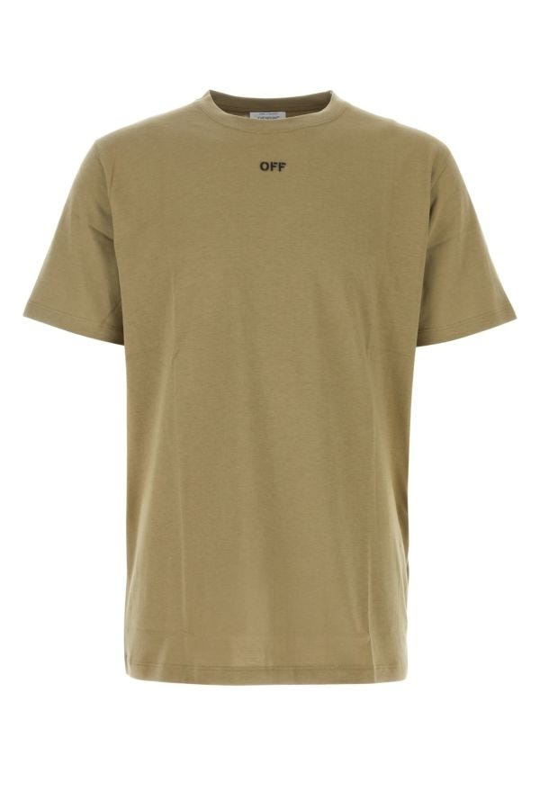 Off White Man Army Green Cotton T-Shirt - 1