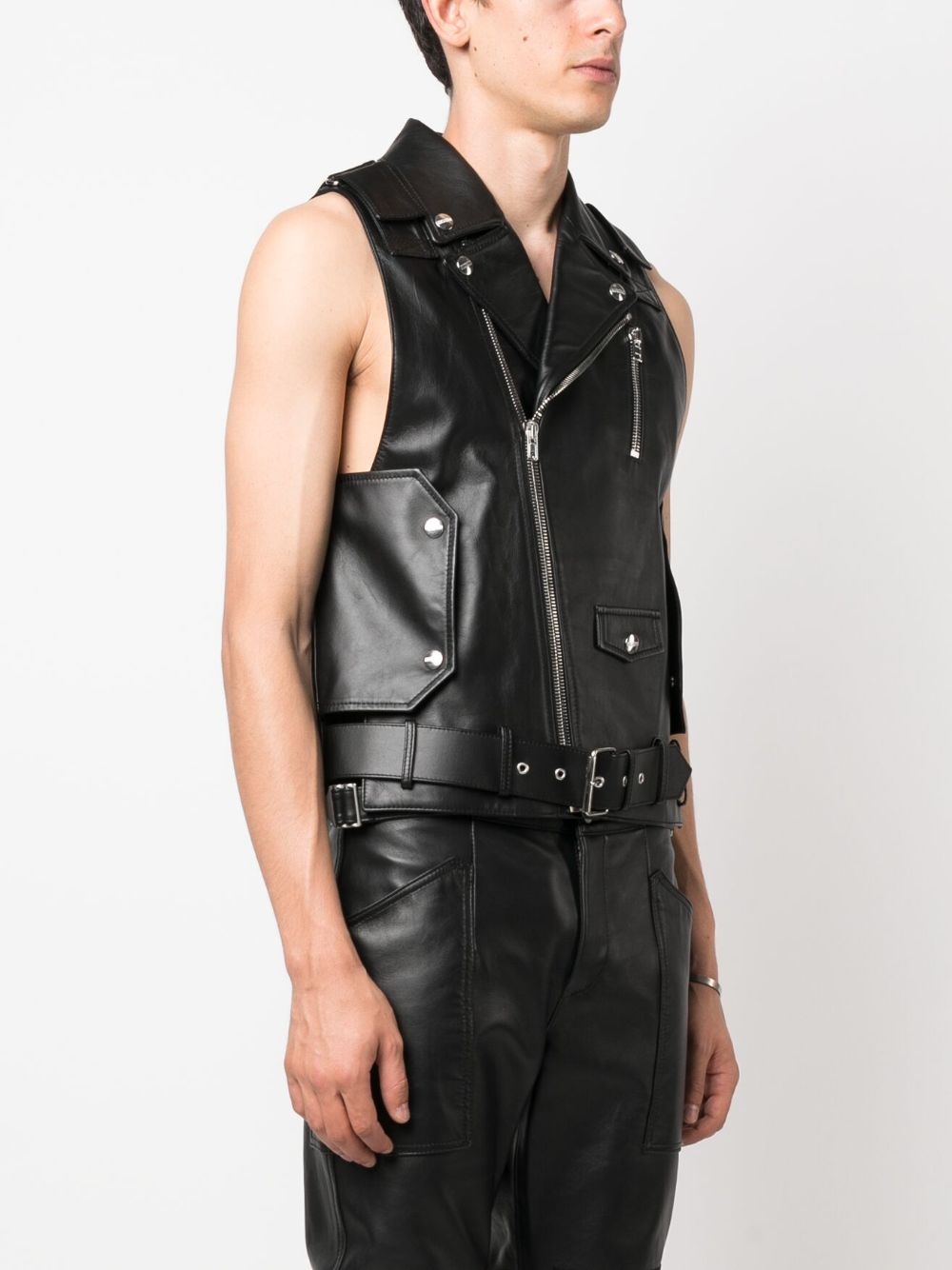 leather biker vest - 3