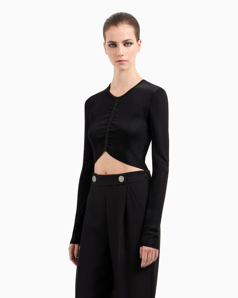 GIORGIO ARMANI EMBROIDERED VISCOSE KNIT SHORT JUMPER outlook