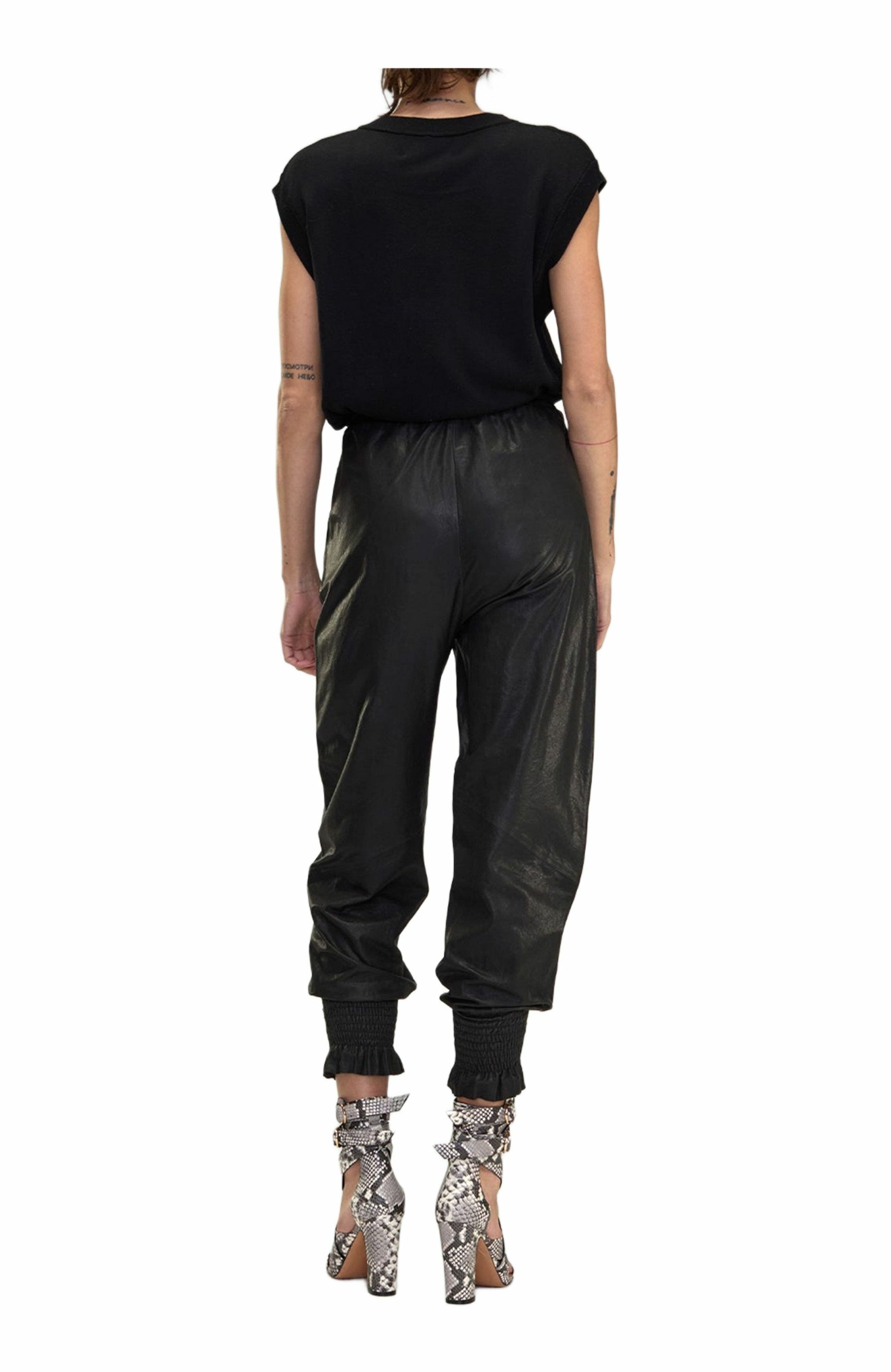 Cynthia Rowley The London Leather Jogger in Black at Nordstrom - 5