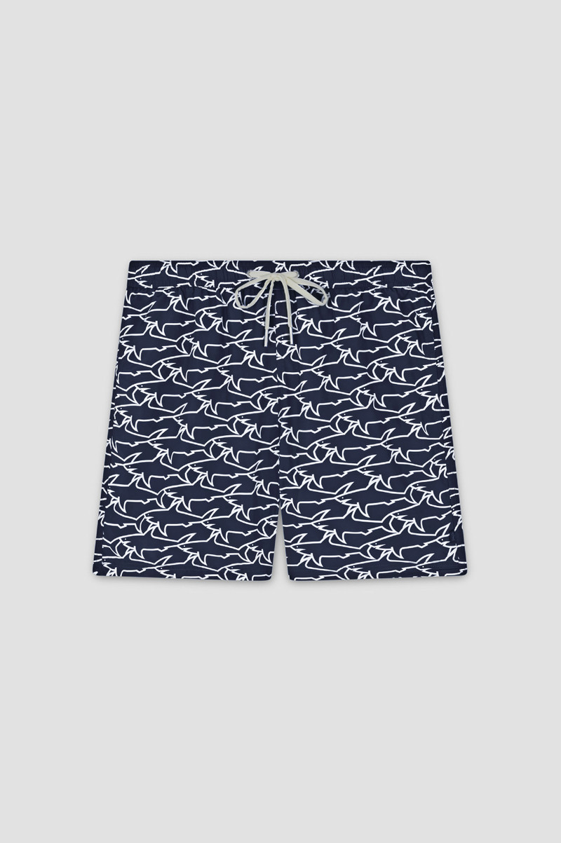 SWIM SHORTS WITH ALL-OVER SHARK PRINT - 1