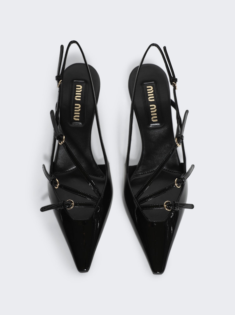 Patent Leather Slingbacks With Buckles Black - 5
