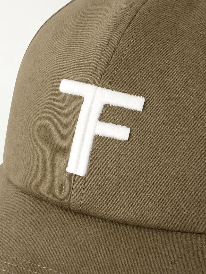 Leather-Trimmed Logo-Embroidered Cotton-Twill Baseball Cap Green 5