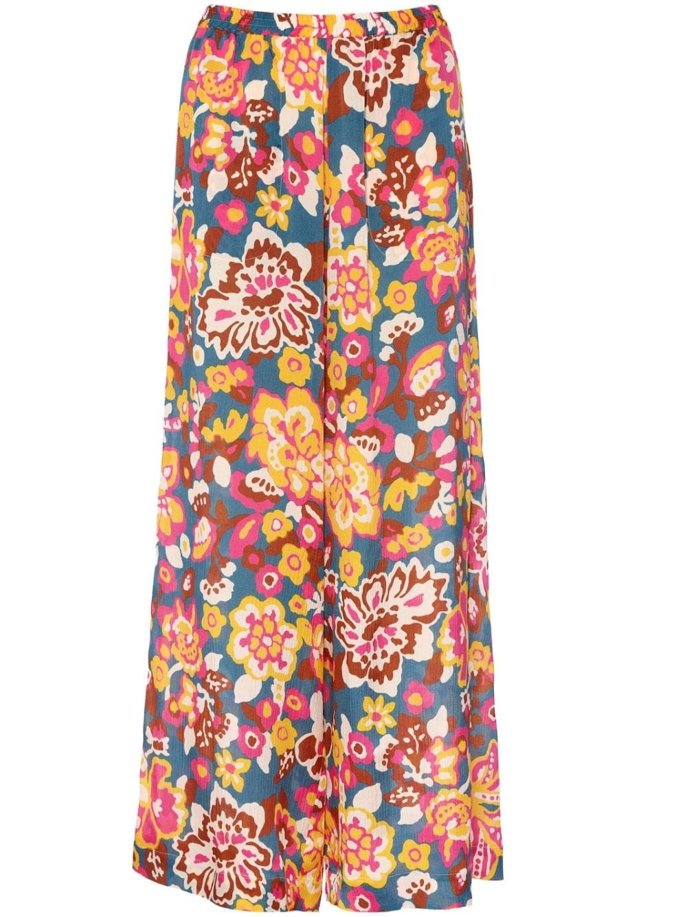 Cactus floral-print wide-leg trousers - 1