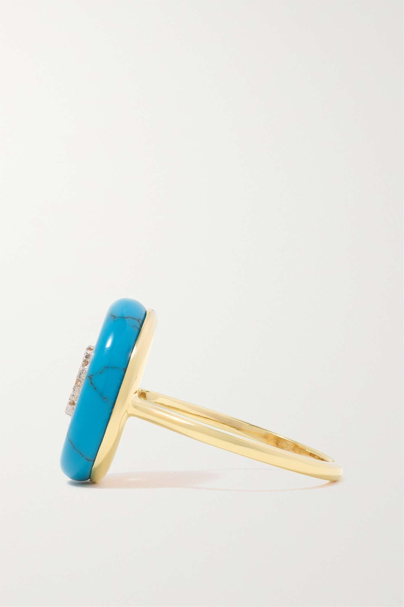 Donut 14-karat gold, turquoise and diamond ring - 5