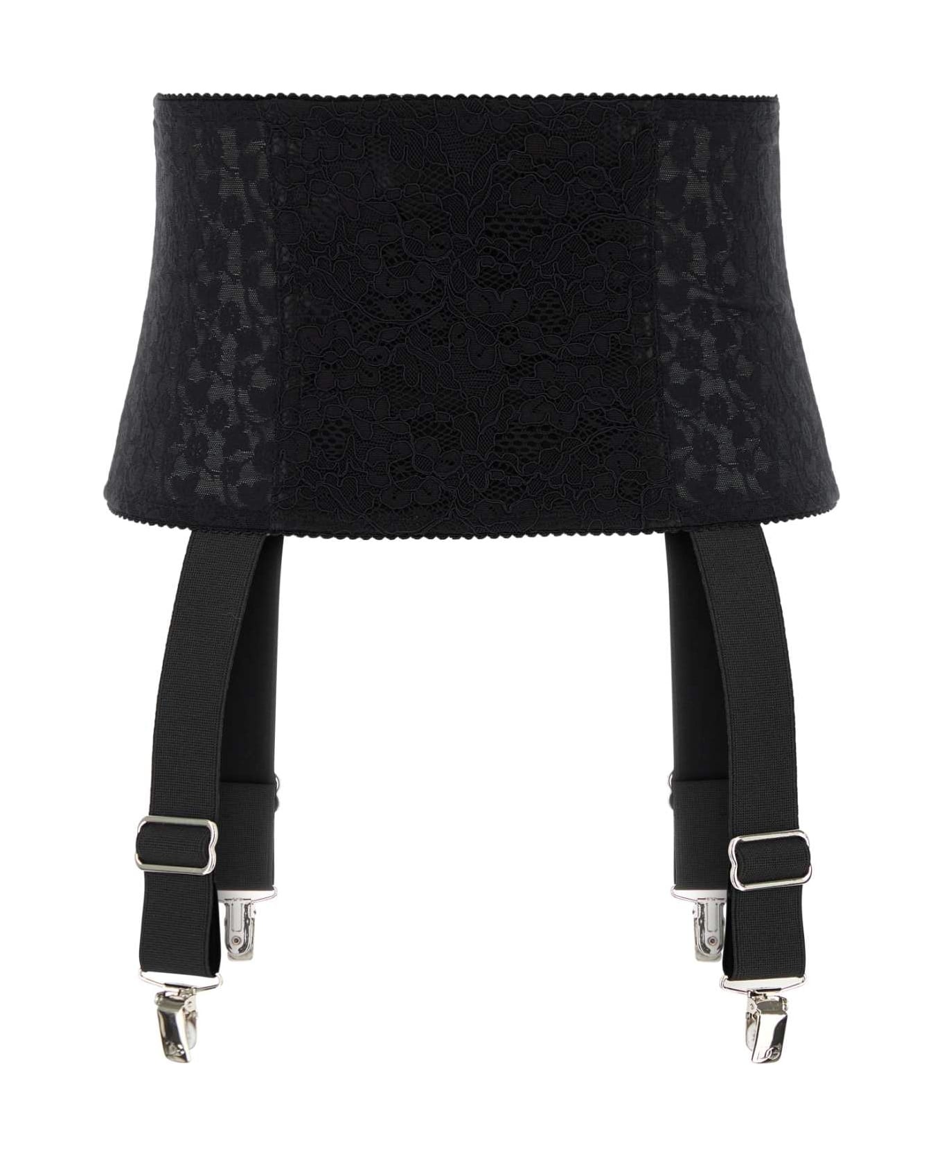 Black Stretch Lace Belt - 2