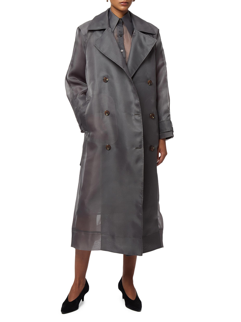 Women's Lana Organza Trench Coat - Dark Grey 3