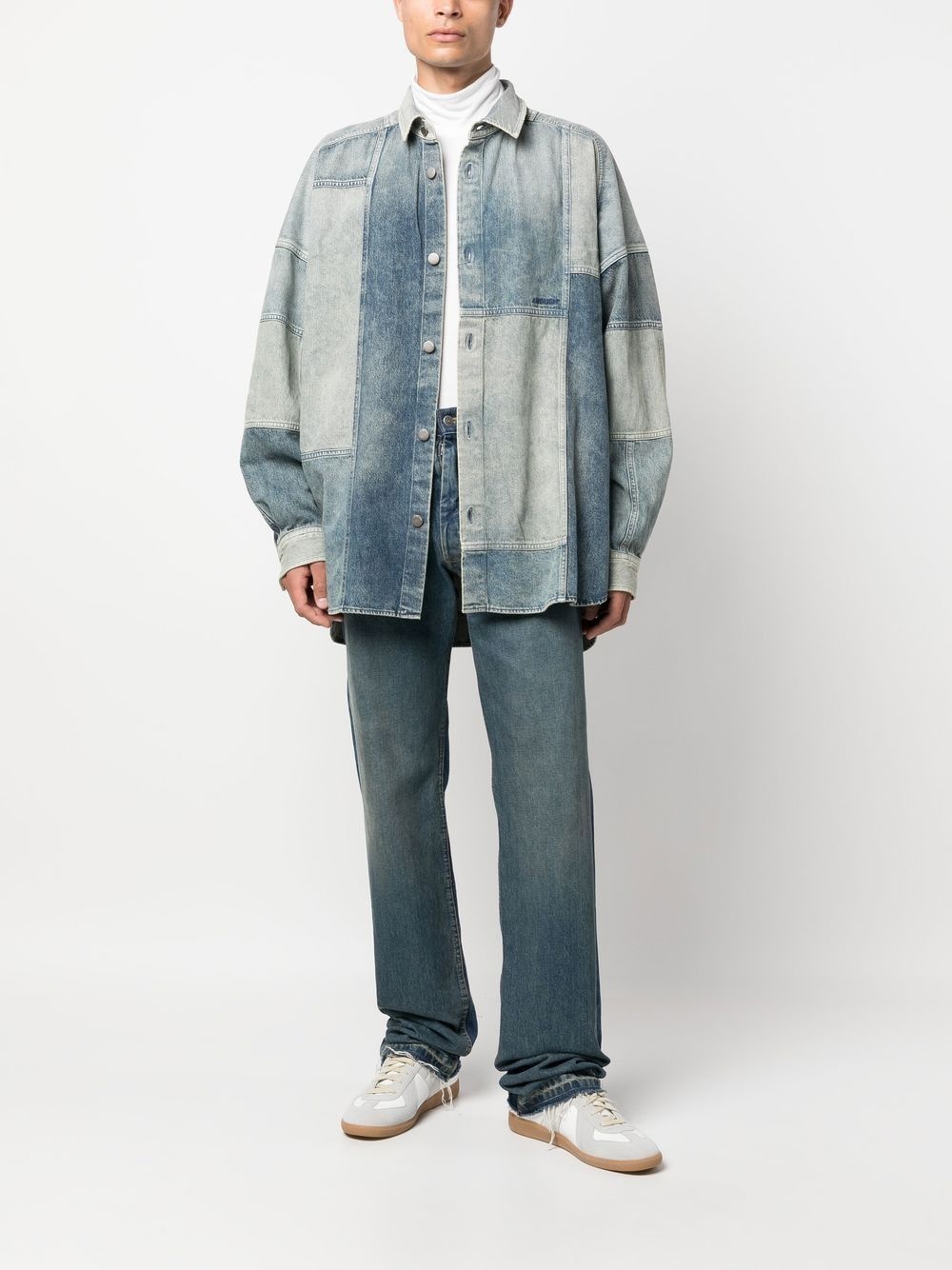 patchwork denim shirt - 2