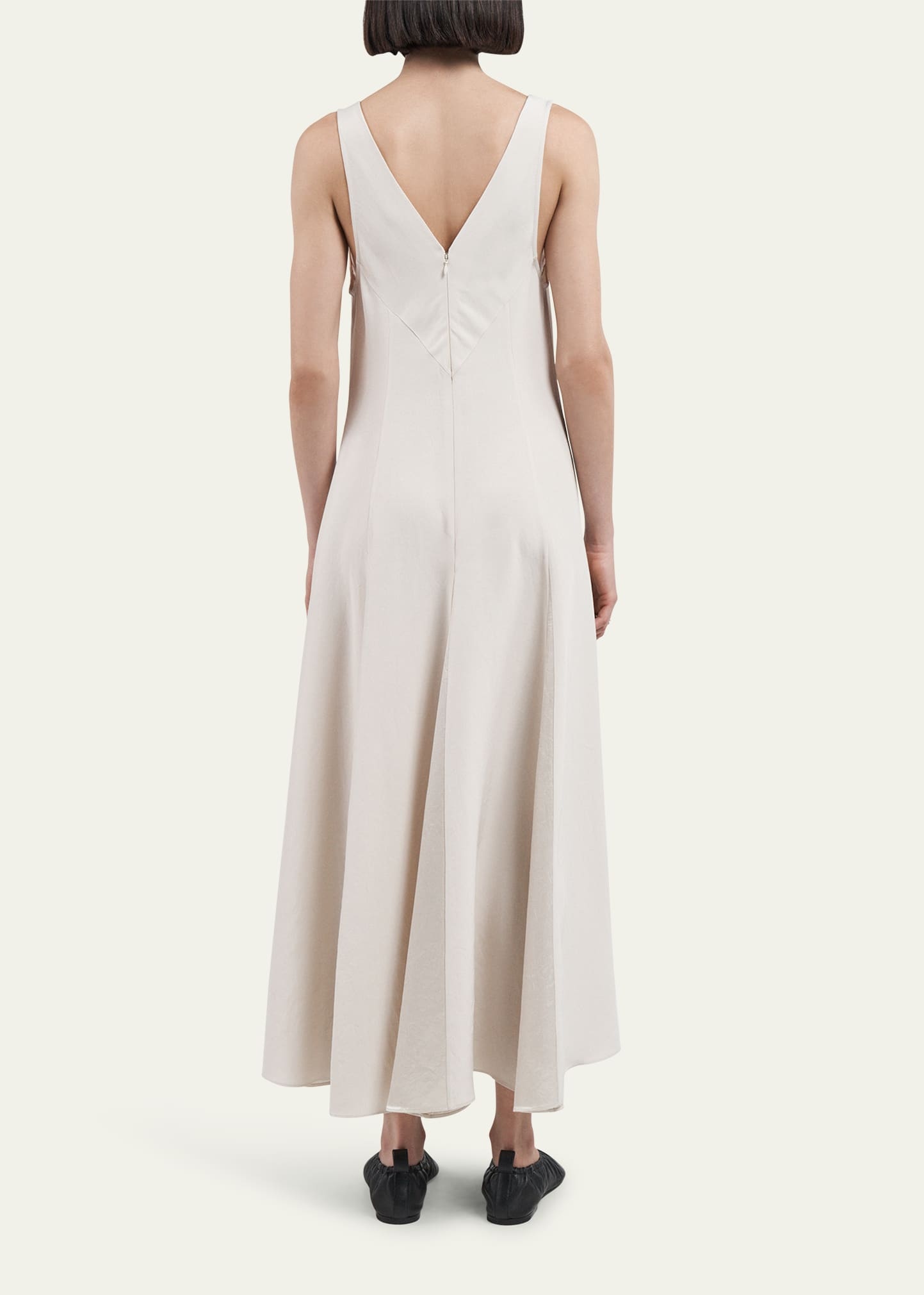 V-Neck Lace Godet Dress - 3