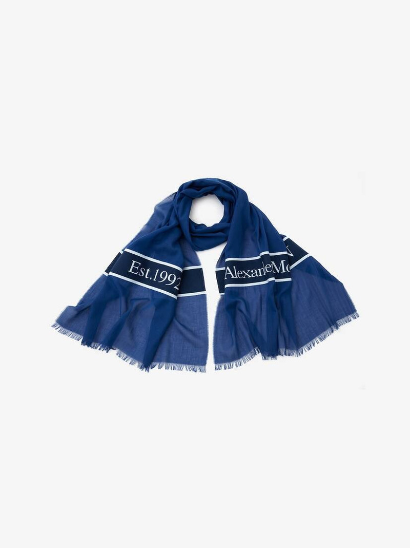 Alexander McQueen Men's Summer Logo Stole in Ocean outlook