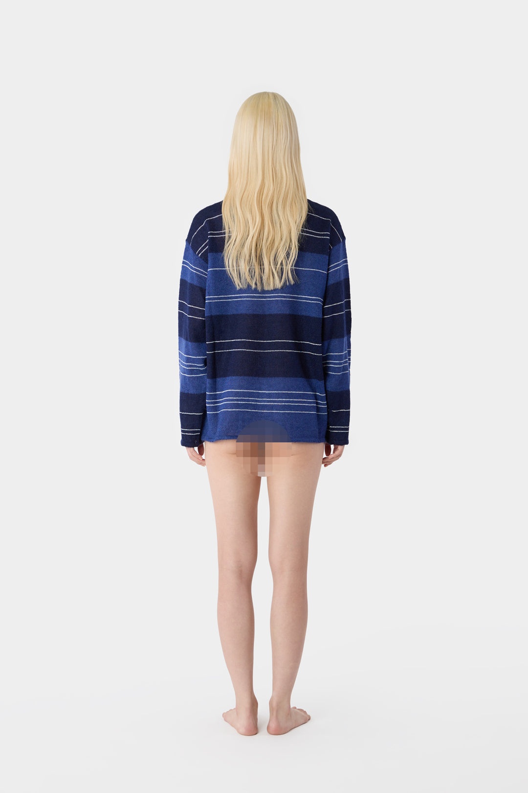 MOHAIR CREWNECK JUMPER / blue & dark blue stripes - 7