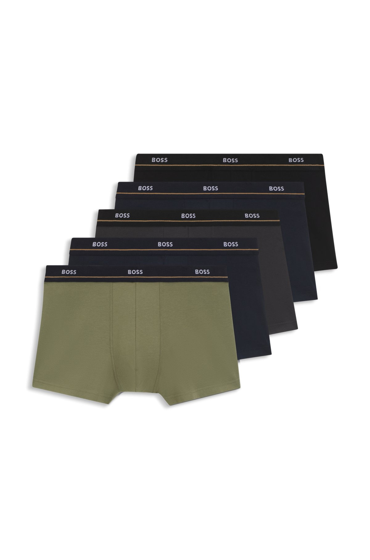 THREE-PACK OF STRETCH-COTTON TRUNKS WITH LOGO WAISTBANDS - 1