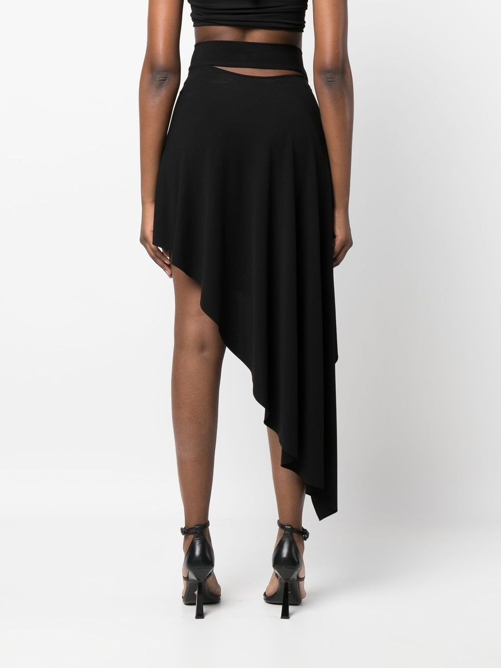 ring-detail belted asymmetric skirt - 4