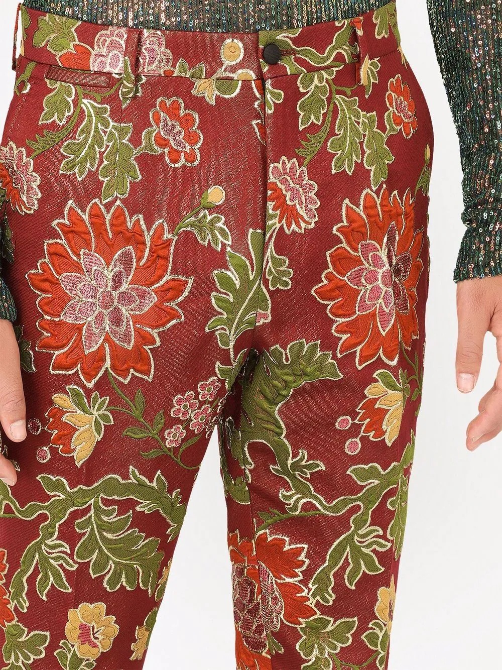 patterned jacquard tailored trousers - 5