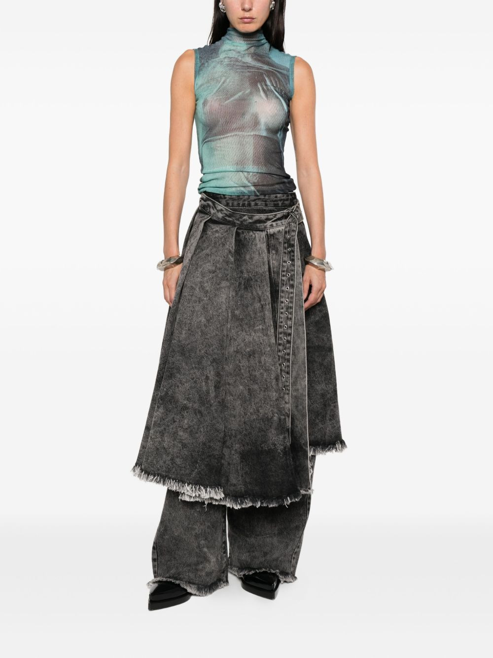 belted denim skirt - 2