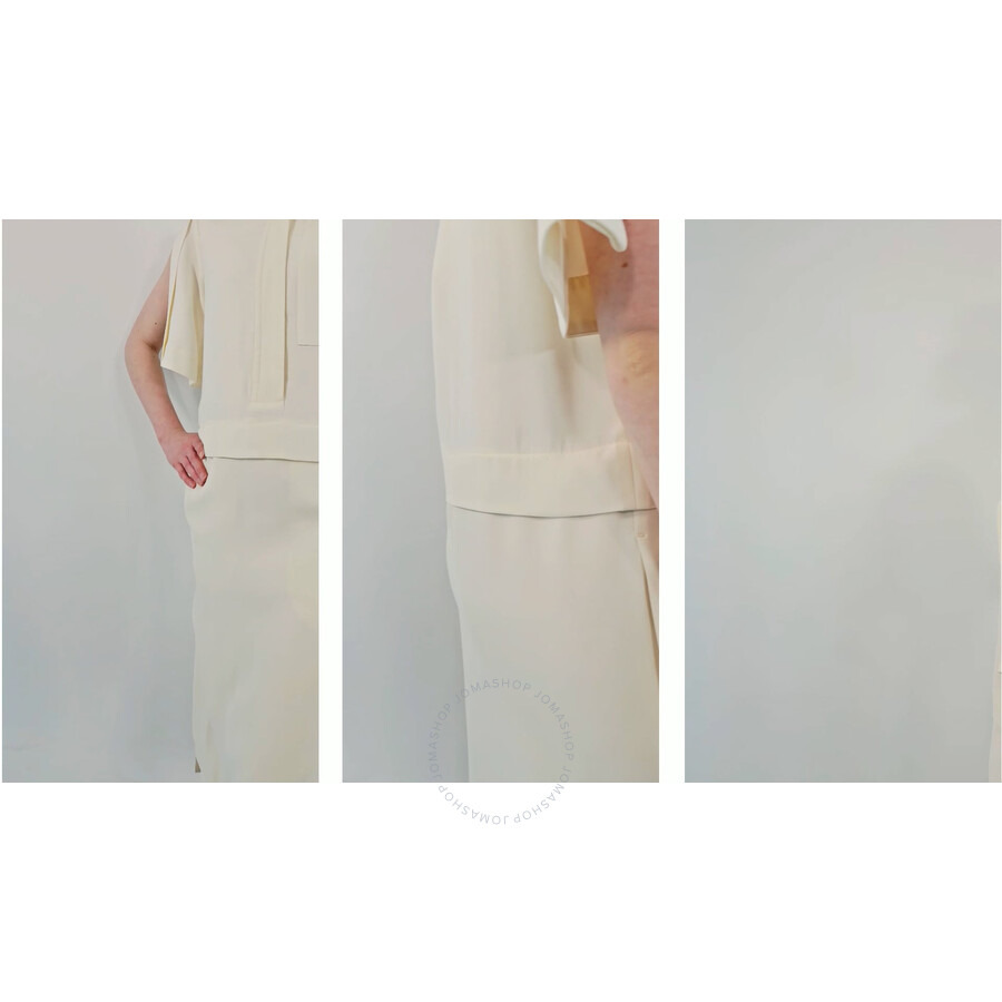Burberry Split Detail Silk Wool Shirt Dress In Off White - 9