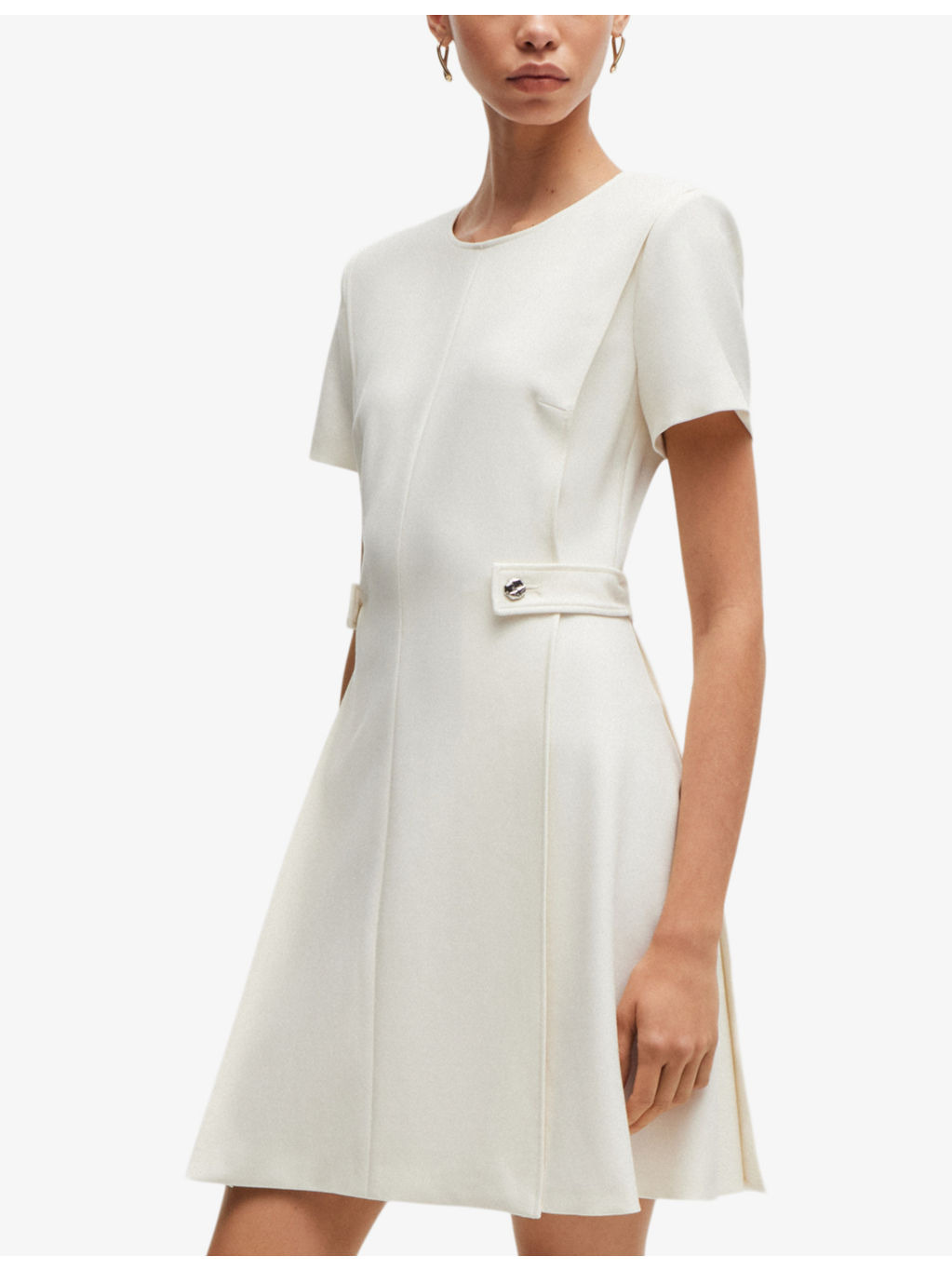 Round-neck short-sleeve stretch-woven mini dress - 3