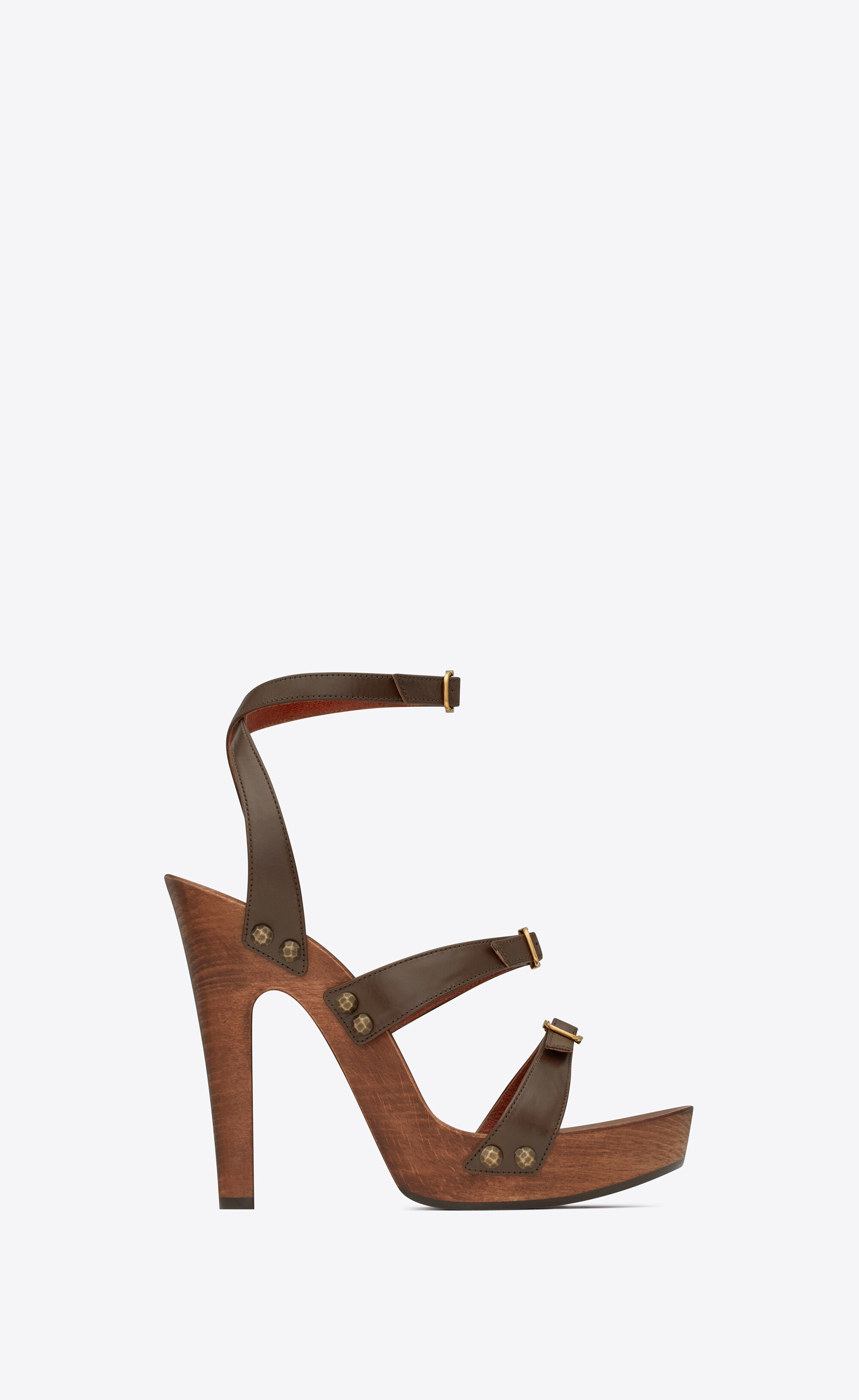 joan platform sandals in smooth leather and wood - 1