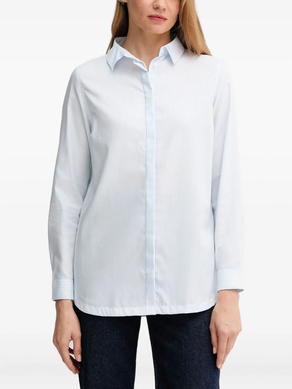 striped collared top - 1