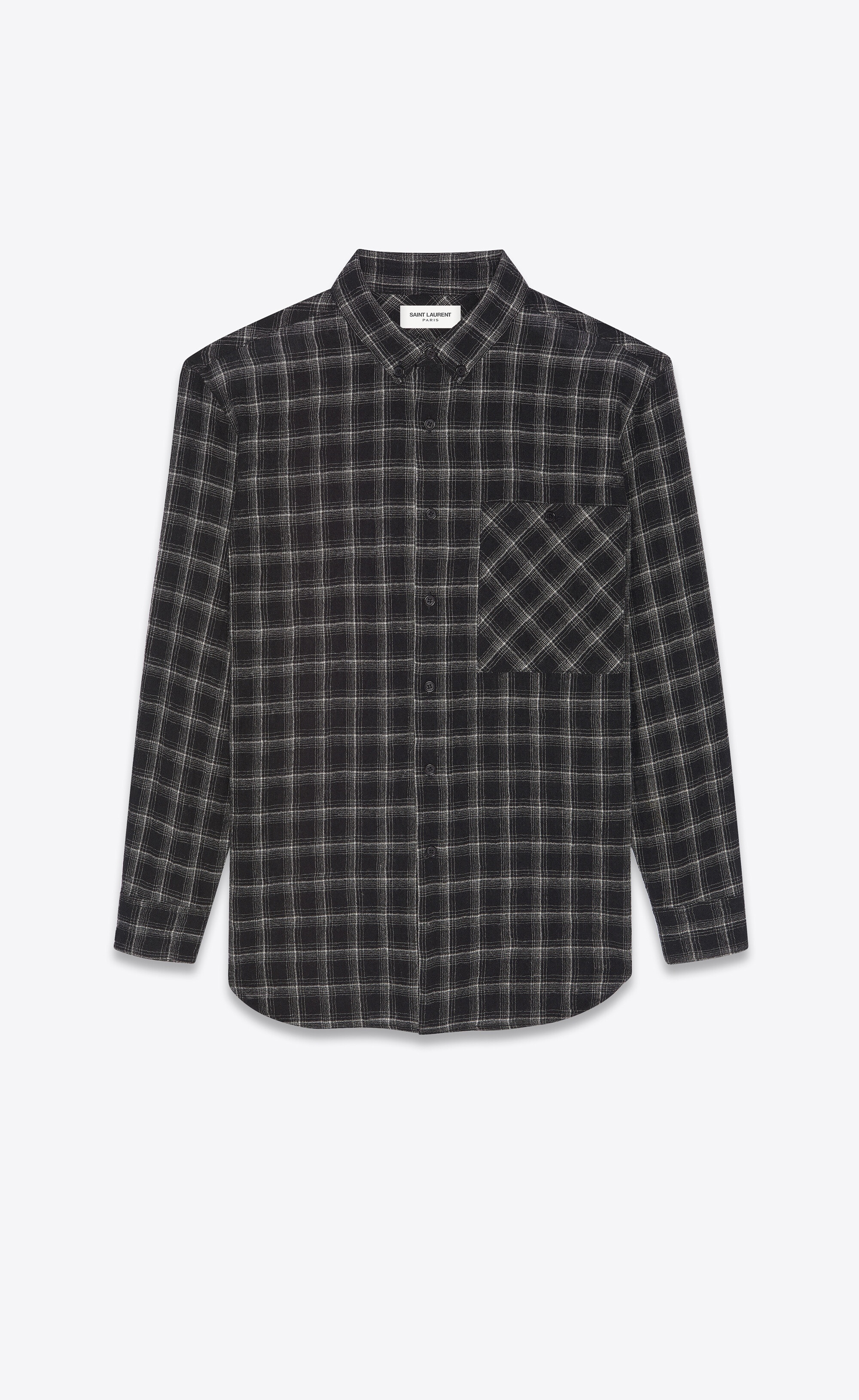 oversized shirt in checked nylon wool - 1