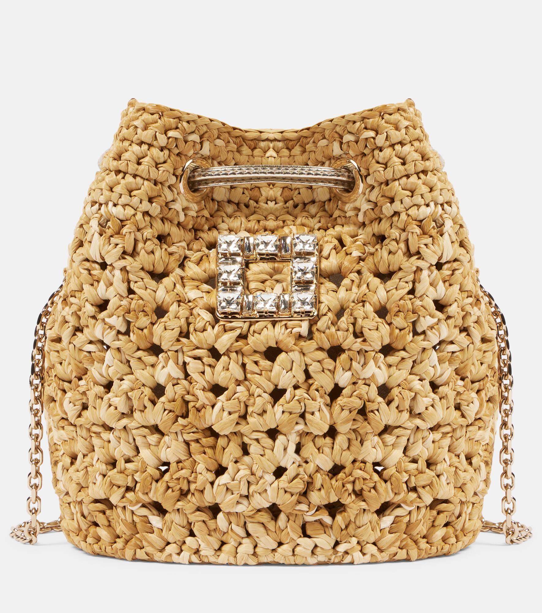 Tres Vivier raffia-effect bucket bag - 1