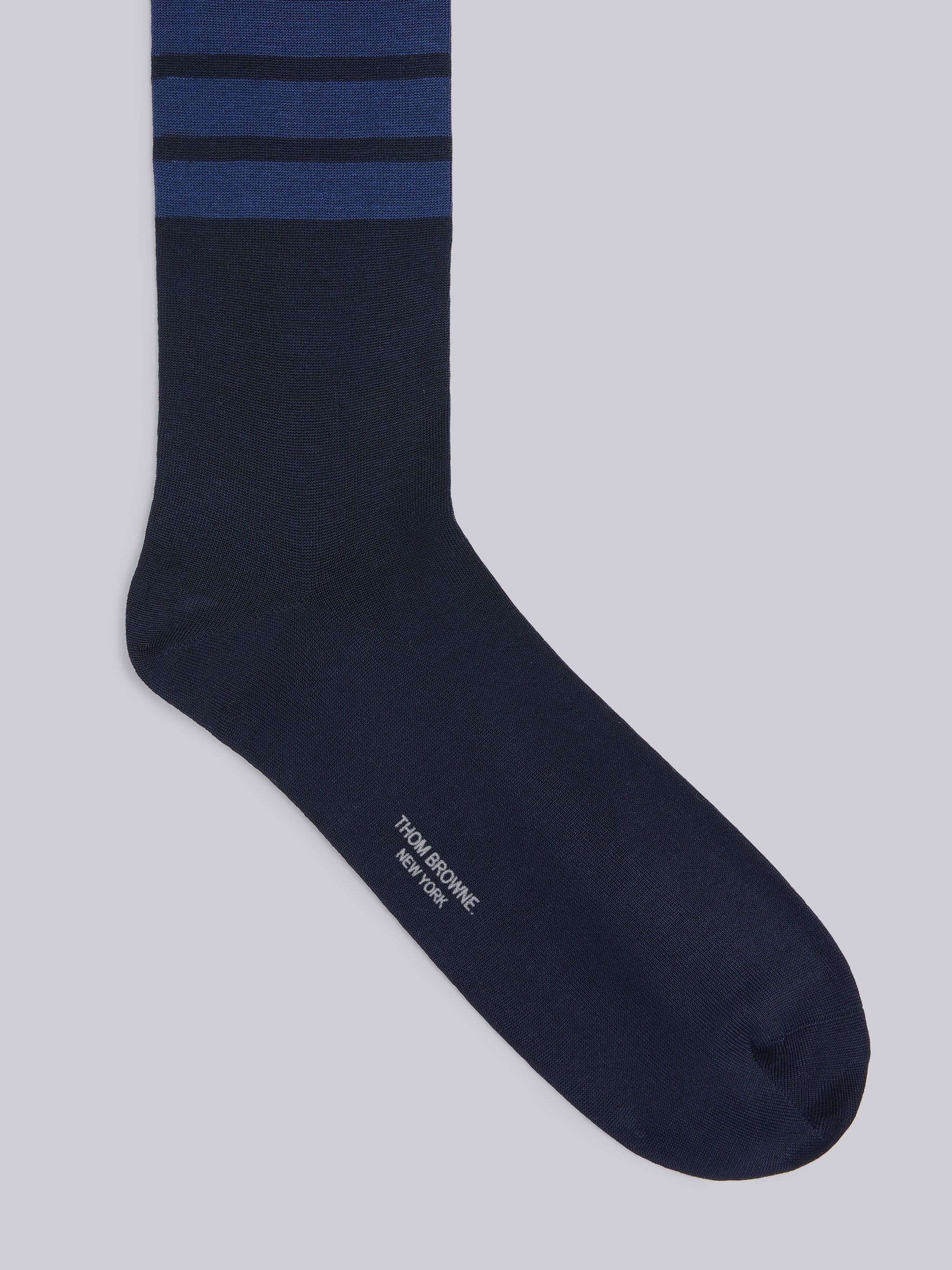 Navy Cotton Mid-calf 4-Bar Socks - 2