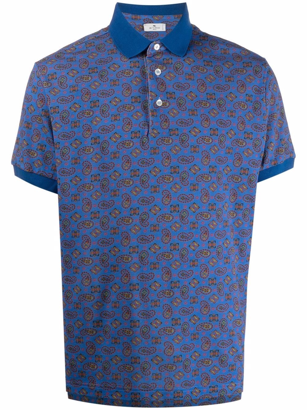 paisley-print short-sleeve polo shirt - 1