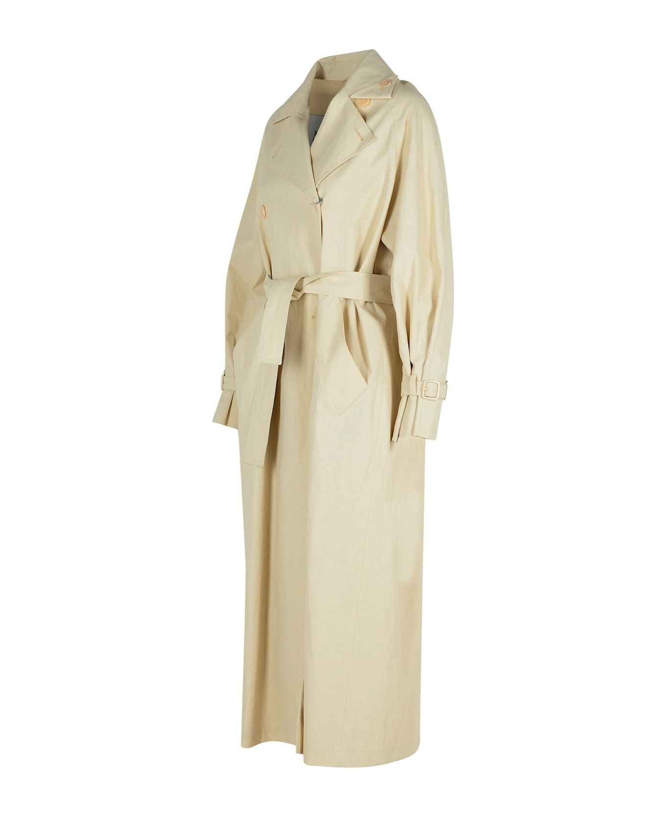 'ronco' Beige Linen Raincoat - 3