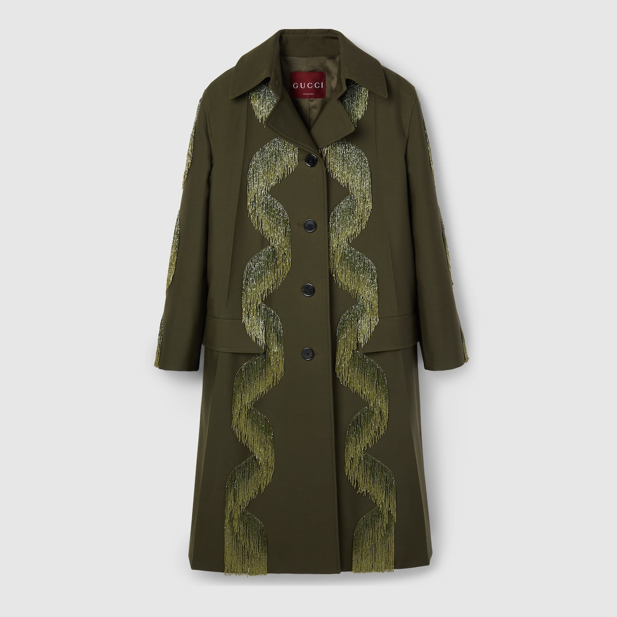 Wool coat with beaded fringe - 1