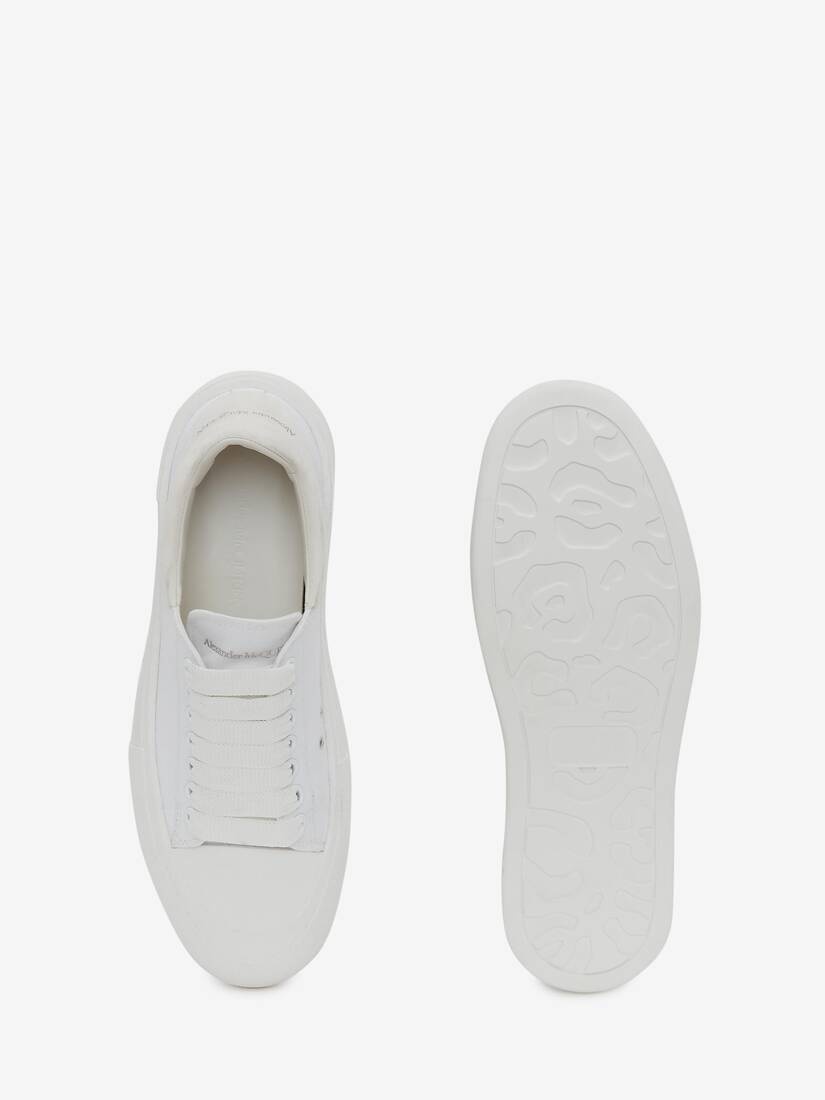 Men's Deck Lace-up Plimsoll in White - 4