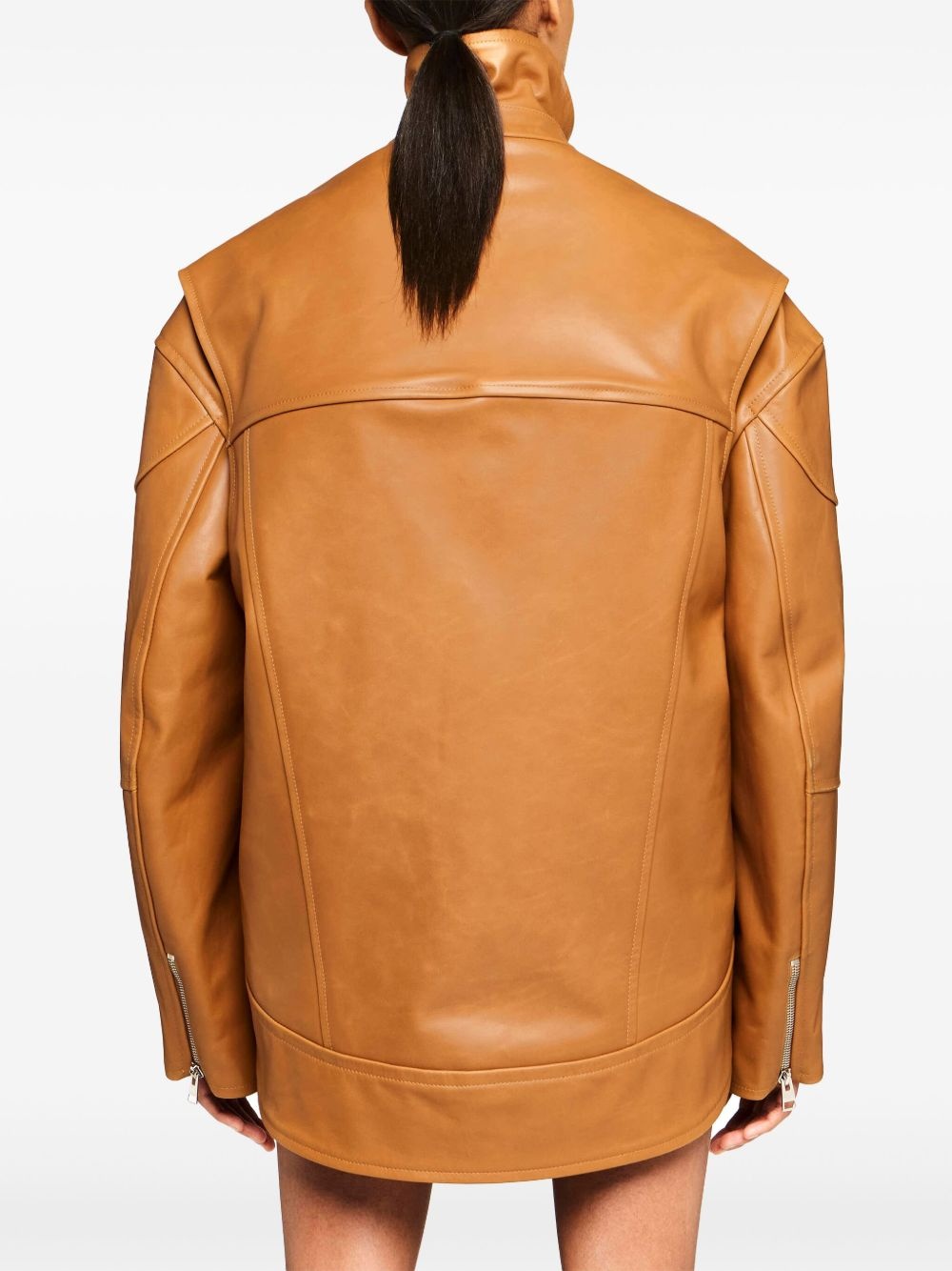 curved leather jacket - 4