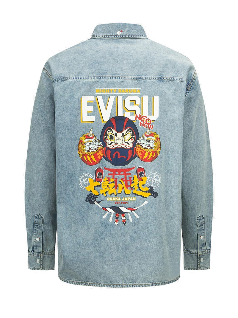 Daruma Buddies Print Denim Shirt 17