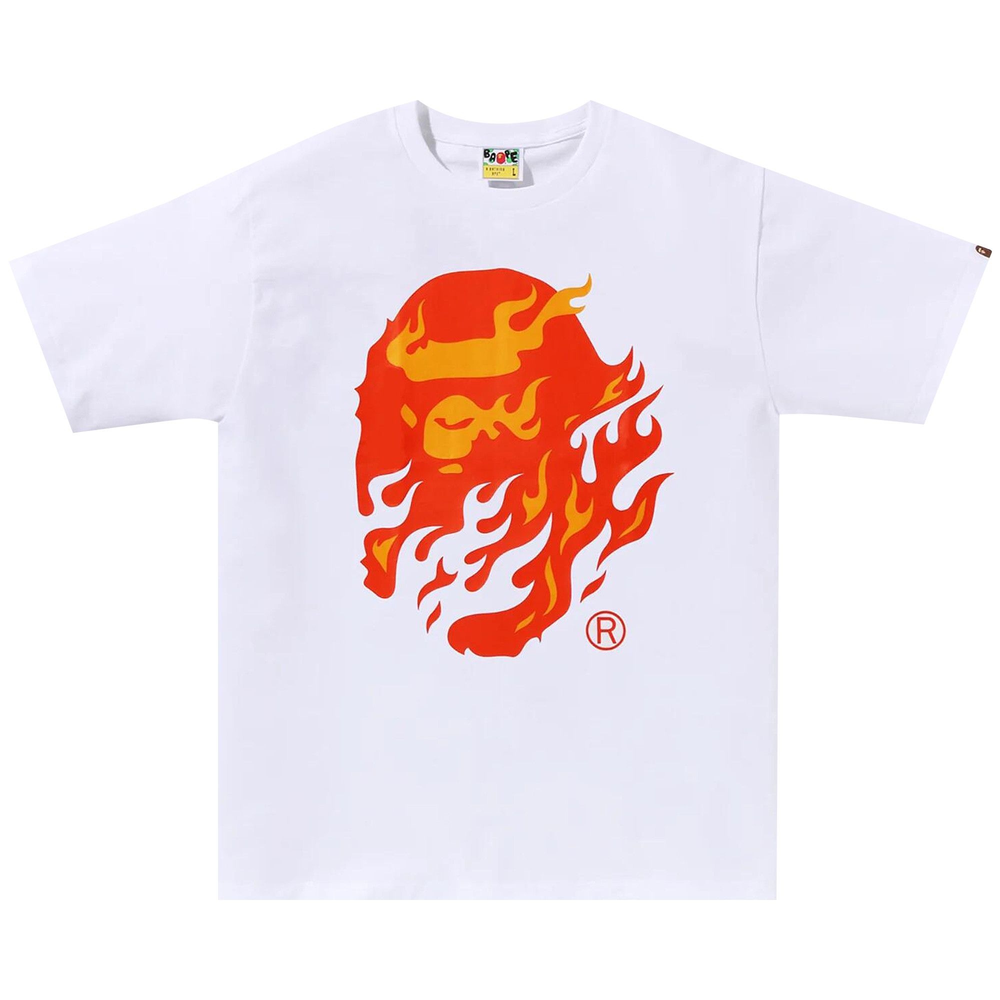 BAPE Flame Ape Head Tee 'White/Red' - 1