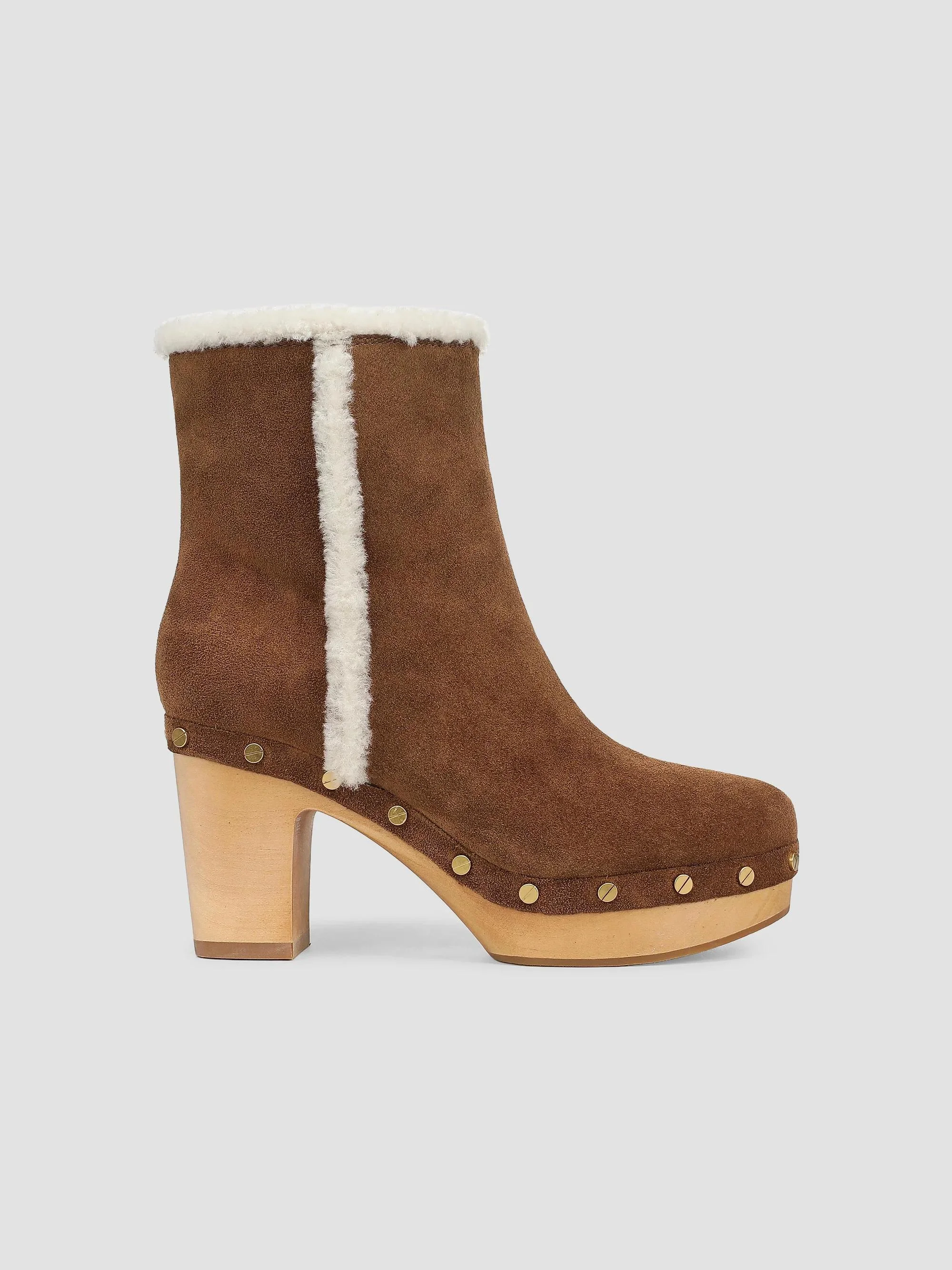 Women's Glinda Shearling-Lined Suede Ankle Boots - Chestnut - 1