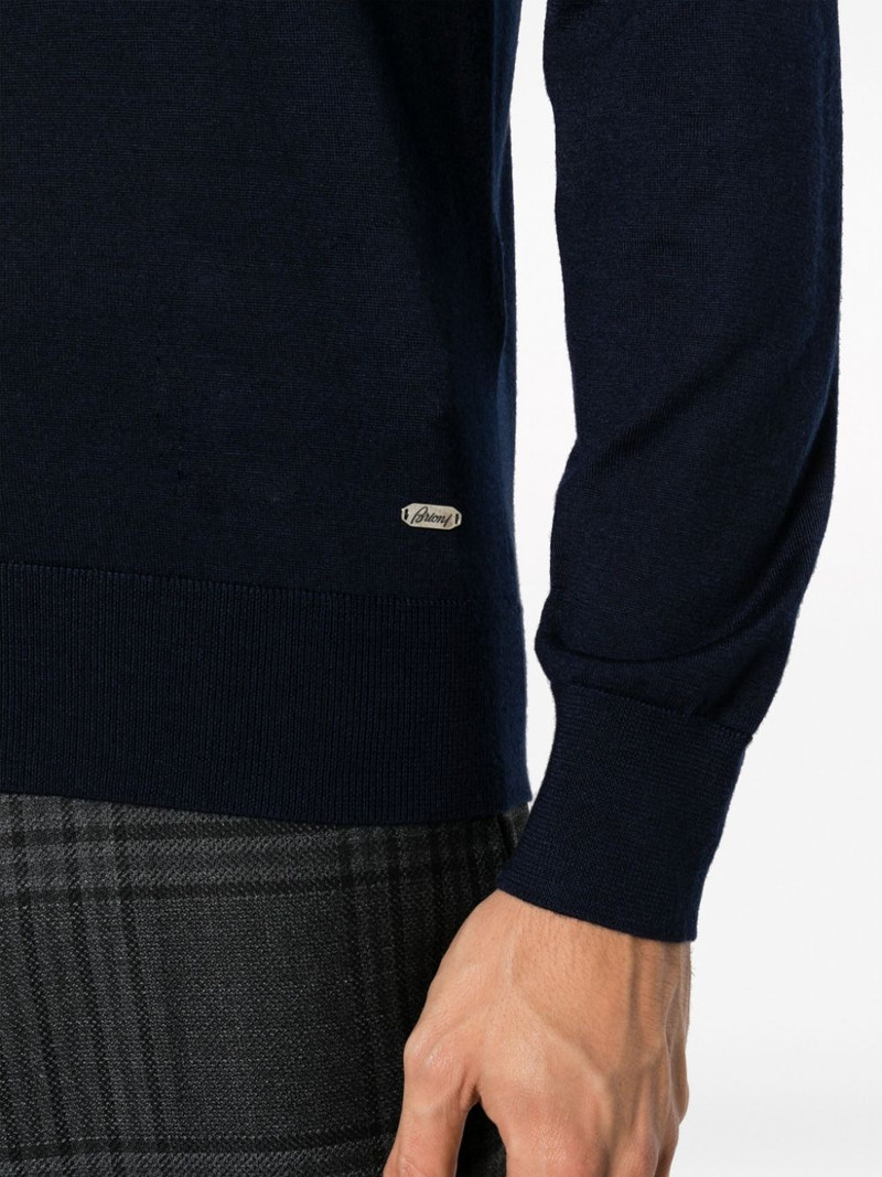 logo-plaque fine-knit polo shirt 5