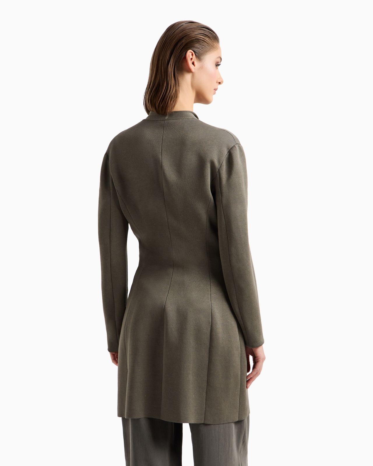 LONG DOUBLE-BREASTED VISCOSE AND LINEN JACKET - 3