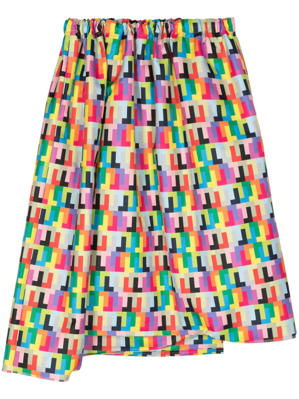 geometric-print asymmetric skirt - 1