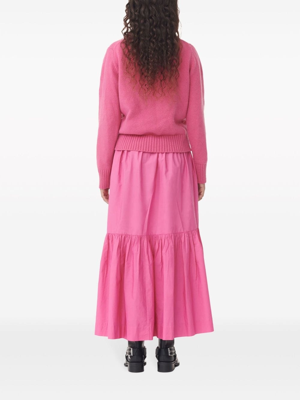ruffled organic-cotton midi skirt - 4