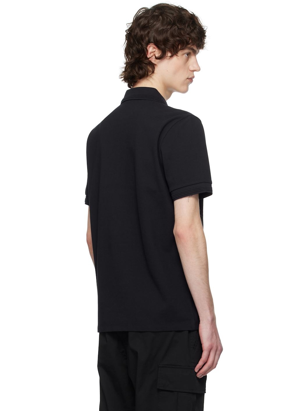 Navy Tricolour Trim Cotton Piquet Polo - 3