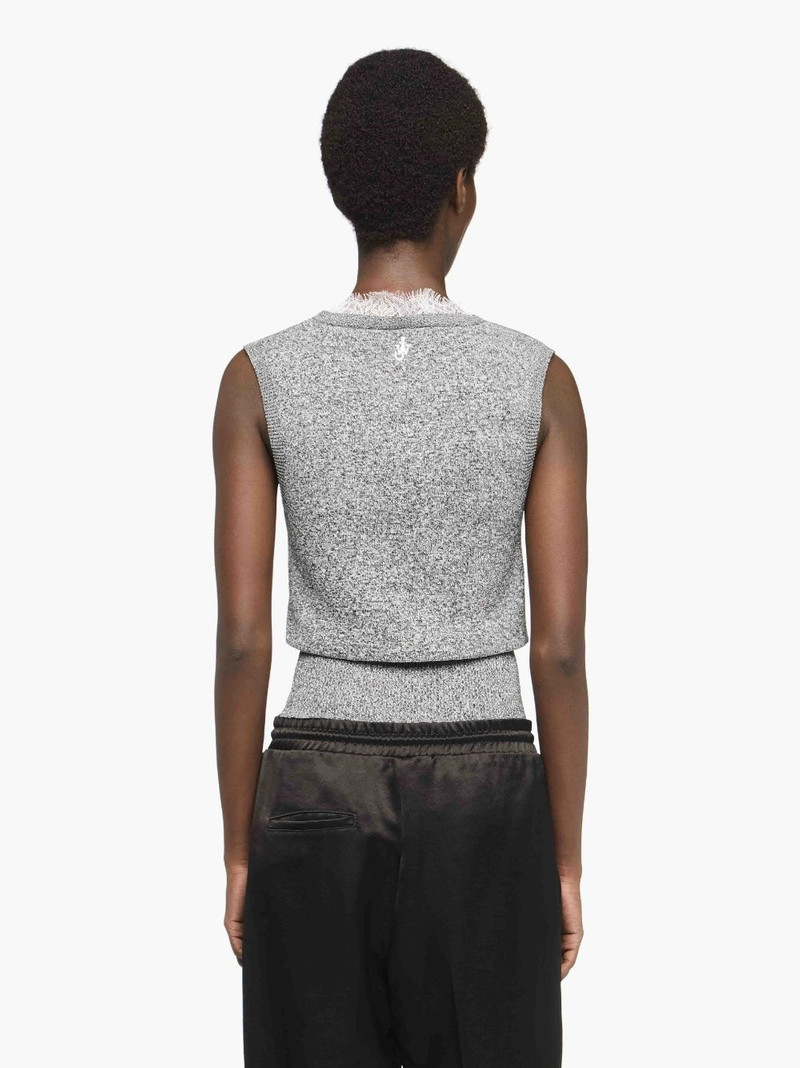 V-NECK LACE TRIM VEST 3